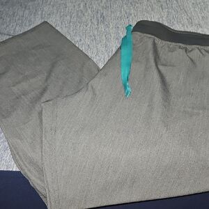 Figs Gray Pants with Teal Accent